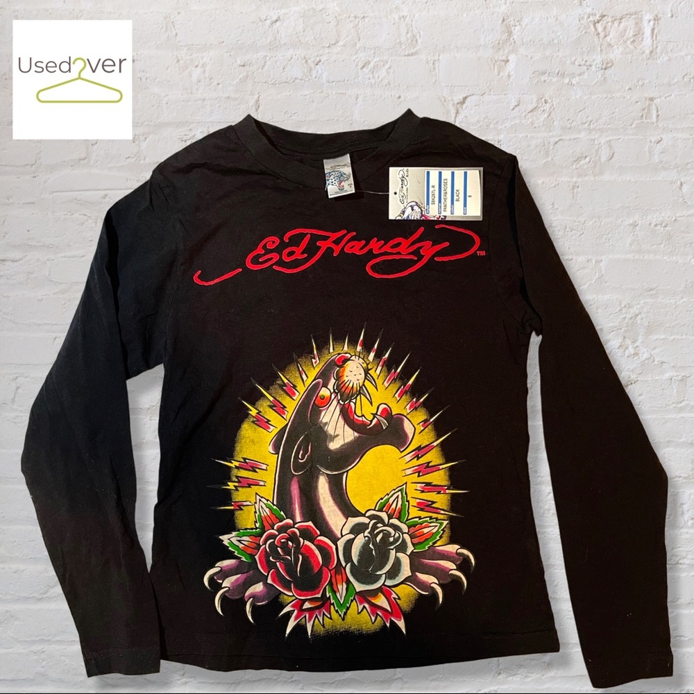 ED-HARDY PANTHER & ROSE KIDS SHIRT SZ 8